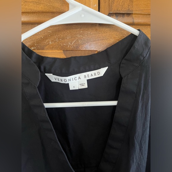 VERONICA BEARD Core Bell Ruched Mini Shirtdress black size 6 - Picture 5 of 6